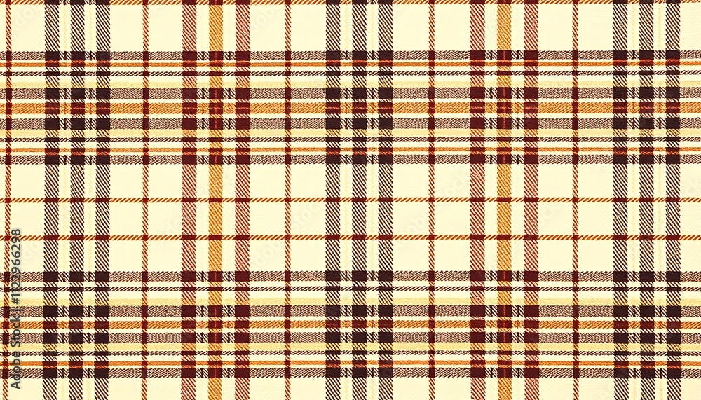 Poster a seamless pattern of beige brown and orange plaid fabric. the texture is woven with intersecting li