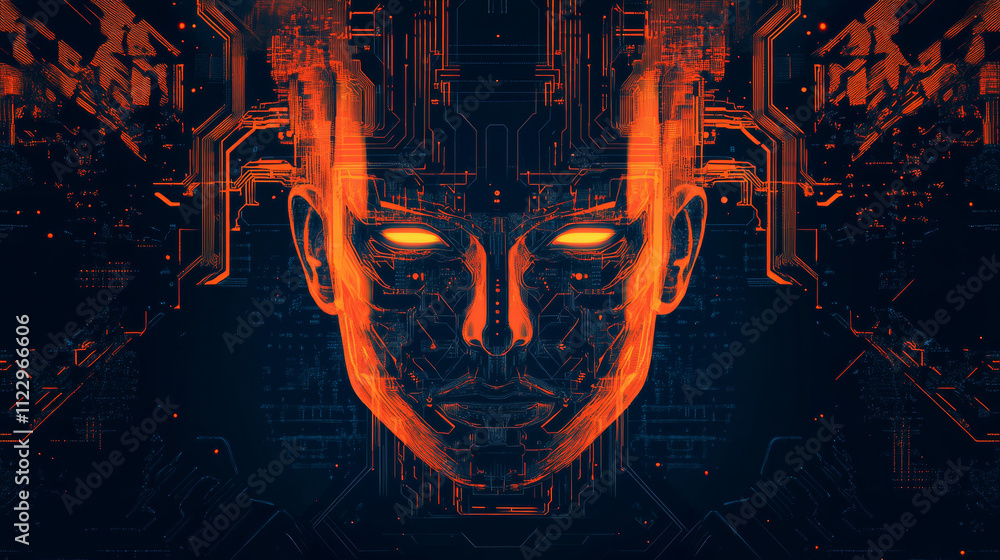 Poster artificial intelligence with circuit electric line style. digital futuristic machine learning design