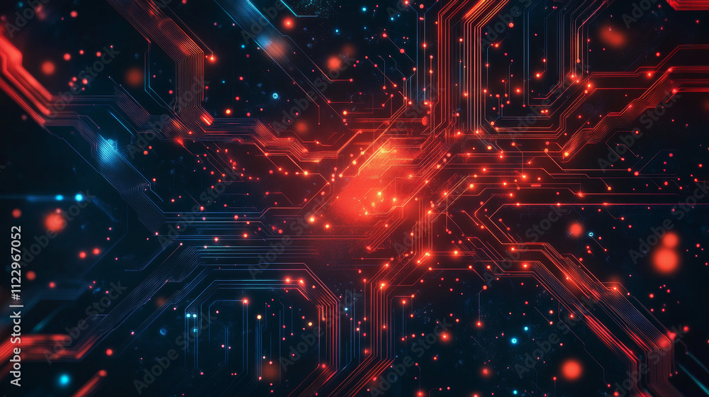 Poster artificial intelligence with circuit electric line style. digital futuristic machine learning design