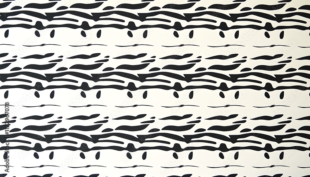 Aufkleber abstract black white zebra stripe pattern textile design on offwhite background. resembles zebra str