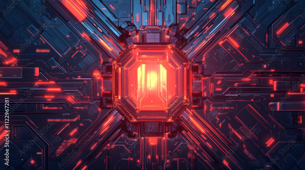 Poster artificial intelligence with circuit electric line style. digital futuristic machine learning design