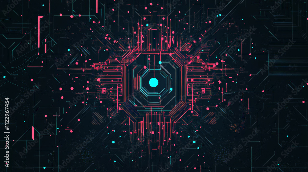 Poster artificial intelligence with circuit electric line style. digital futuristic machine learning design