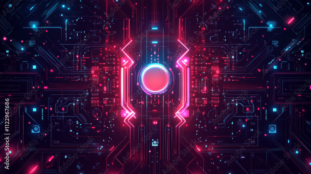 Poster artificial intelligence with circuit electric line style. digital futuristic machine learning design