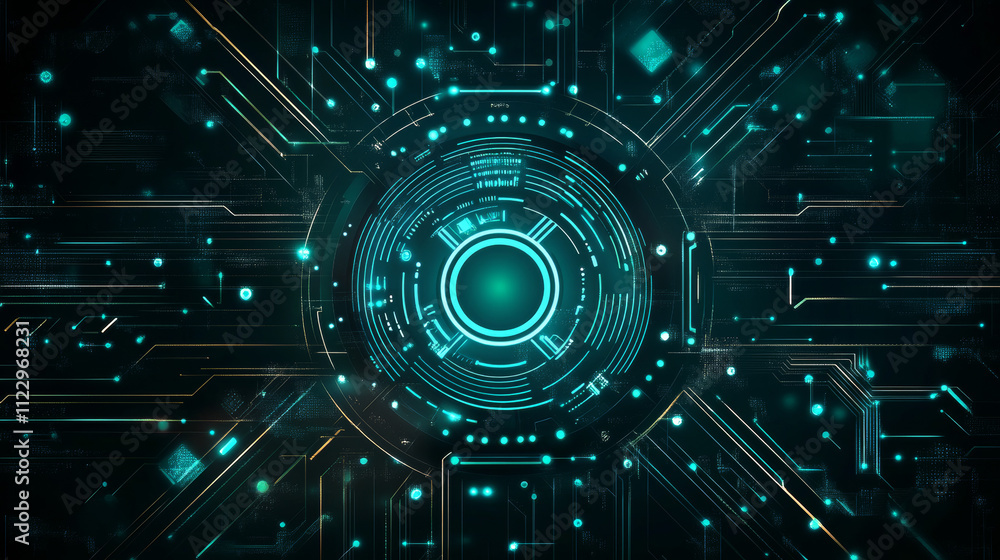 Poster artificial intelligence with circuit electric line style. digital futuristic machine learning design
