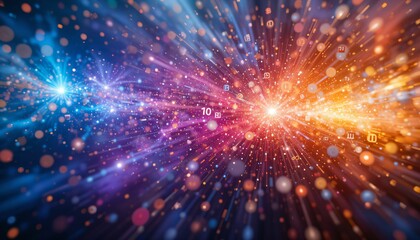 Obraz premium Wallpaper of binary code concept pattern and big data structure.Net and source code Generative AI