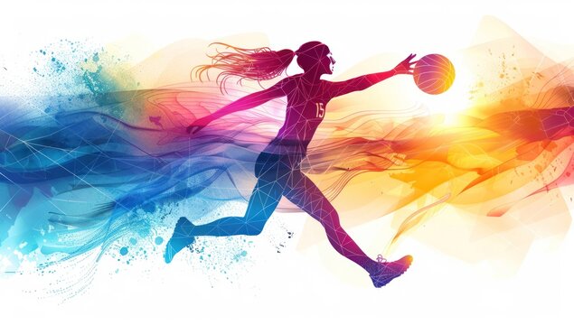 Dynamic Silhouette of a Female Basketball Player