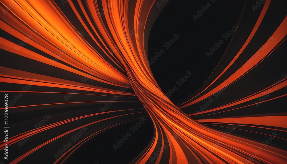 Poster abstract orange and black swirling lines dynamic design art. the lines create a sense of movement an
