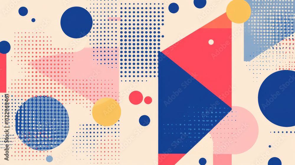 Poster abstract vector background with simple geometric figures and dots. graphic design element and polygo