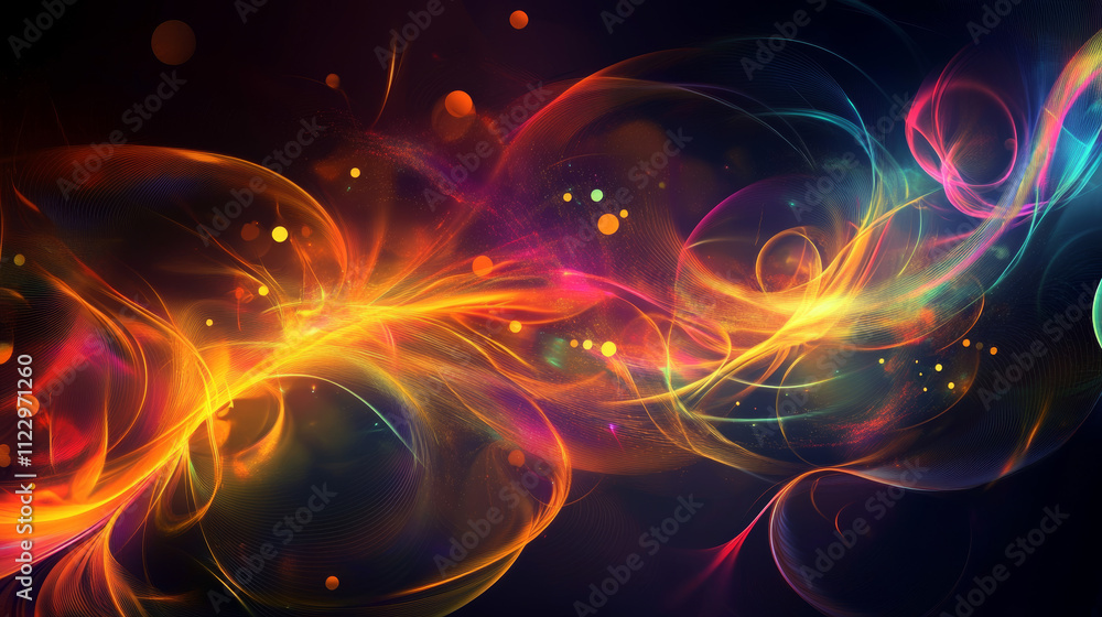 Poster abstract high-speed movement background. dynamic motion light trails with motion blur effect on dark