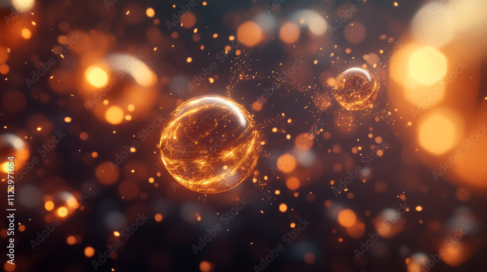 Poster experience the elegance of a wave of round, small particles flowing seamlessly in an abstract design