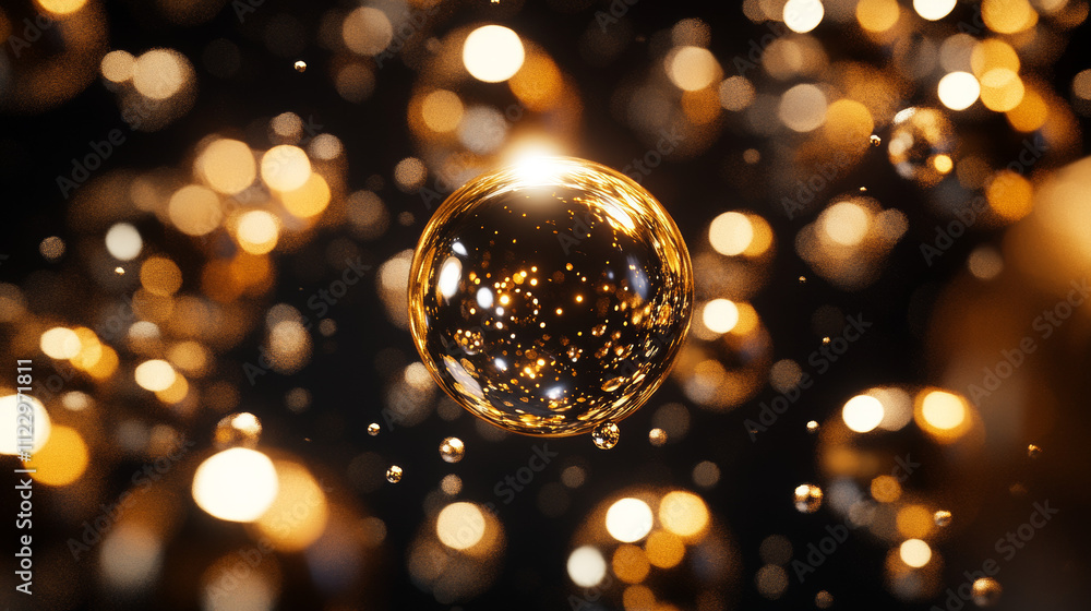 Poster experience the elegance of a wave of round, small particles flowing seamlessly in an abstract design