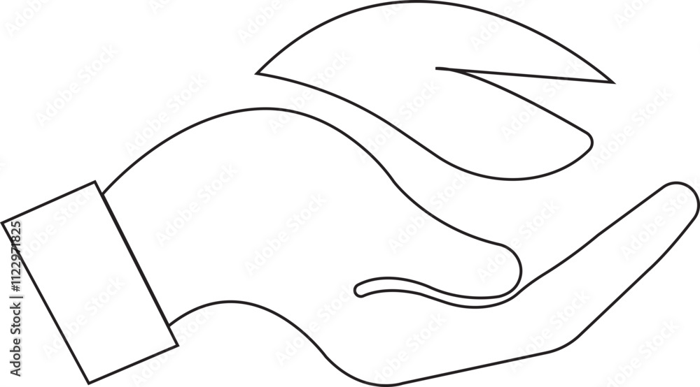Aufkleber feather in hand icon. lightweight sign. sensitive vector with soft feather symbol in line style. con