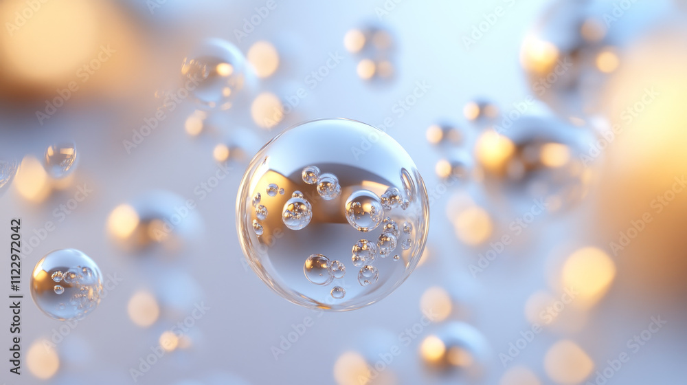 Poster experience the elegance of a wave of round, small particles flowing seamlessly in an abstract design
