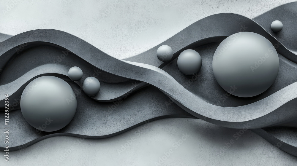 Poster experience the elegance of a wave of round, small particles flowing seamlessly in an abstract design