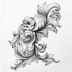 baroque, rococo, vector, design, pattern, ornament, decoration, leaf, form,  art, swirl, illustration, element, plant, tattoo, decor, black, silhouette, vintage, drawing, curve, beauty, 