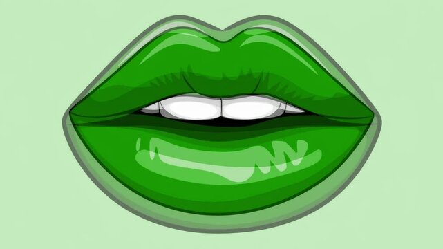 A quick stop motion sequence of cartoon images of female lips on a colored background.