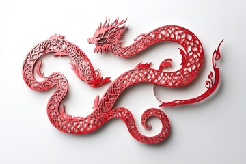 Fototapeta premium Paper Cuttings, snake on a white background, new year 