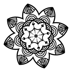 Doodle  mandala illustration inspired by wheels and flower that can be used for sticker, book, mandala, scrapbook, icon, decorative, etc. with aesthetic colorful color
