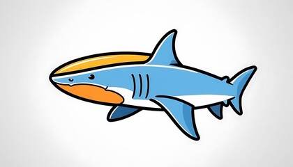 Obraz premium shark logo icon Shark monotone logo flat logo of Angry Shark Face cartoon icon illustration ,7