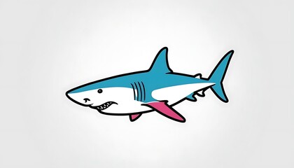 Fototapeta premium shark logo icon Shark monotone logo flat logo of Angry Shark Face cartoon icon illustration ,5