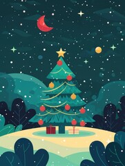 Fototapeta premium Minimalist Christmas: Vector Graphics for Flat Design