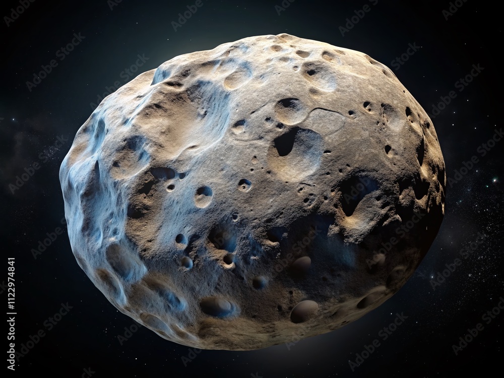 Poster isolated asteroid floating in space on a transparent background for creative use in digital art and 