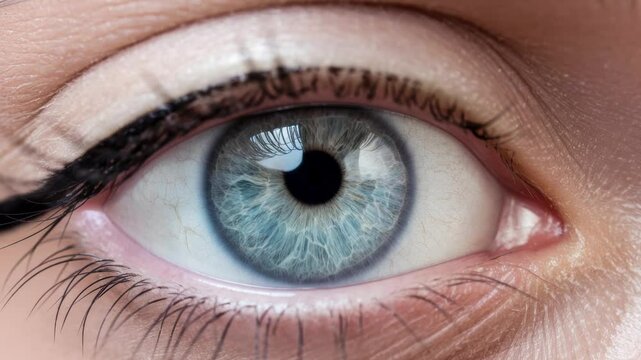 Rapidly changing images of a human eye. A sequence of different human eyes looking into a camera lens.