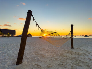 Hammock on the beach in the Maldives, Asia
