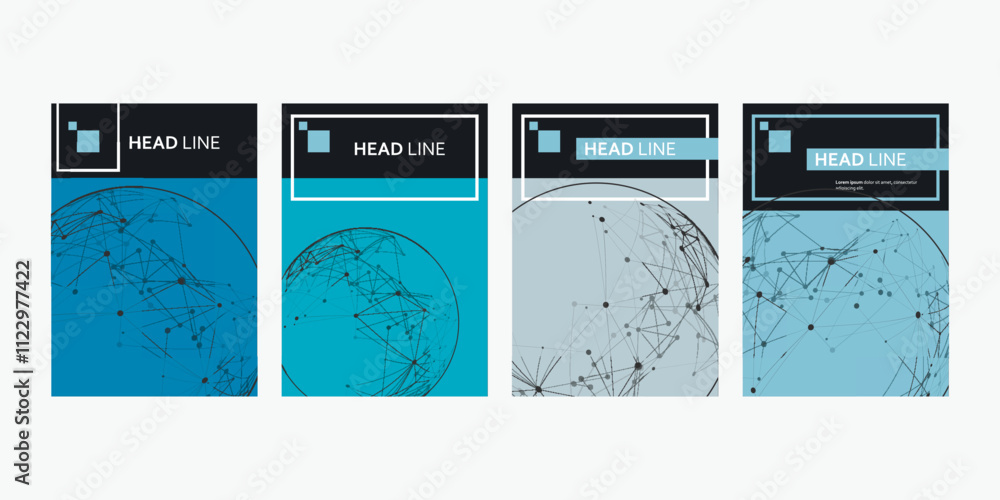 Poster Brochure cover with connected dots and lines. Minimal modern polygonal design background. Future geometry page design. Abstract technology template