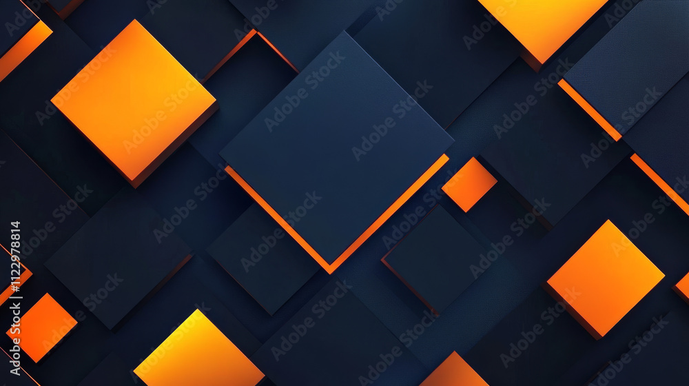 Poster abstract geometric dark blue and orange square theme overlap background for graphic design. eps10 ve