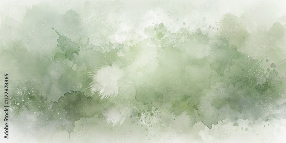 Poster light pale gray green abstract watercolor drawing with sage green color in grunge style for artistic