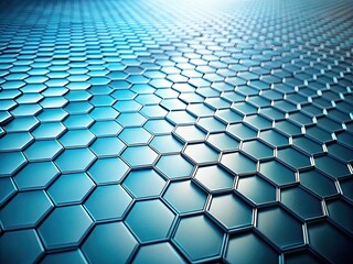 Perspective View of Honeycomb Grid Tile with Sky Blue and Dark Border Gradient Background for Technology Backgrounds, Abstract Designs, and Modern Aesthetics