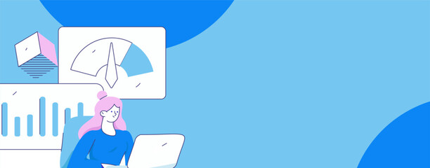 Flat vector illustration of business people operating work scene
