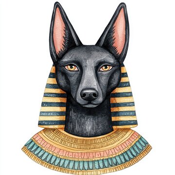 recommend clip art: Anubis Watercolor Egyptian God Dog Pharaoh Mythology Ancient Egypt Art Illustration Clipart Pet