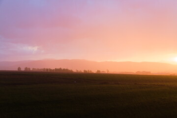 Tuzcu village during sunset in Palandoken, Erzurum, Turkey