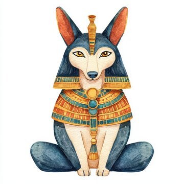 recommend clip art: Cute Egyptian Anubis God Watercolor Clipart Mythology Ancient Egypt Pastel Colors Whimsical Design
