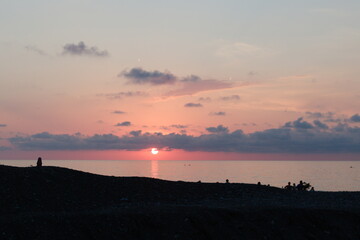 Sunset in batumi beach in Batumi, Georgia