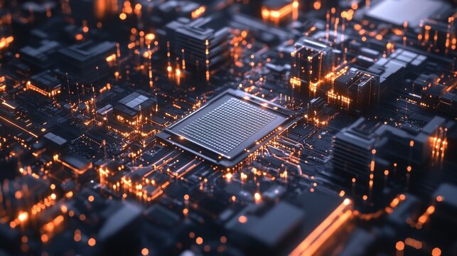 Quantum computing CPU banner showcasing large-scale data processing and chip technology.