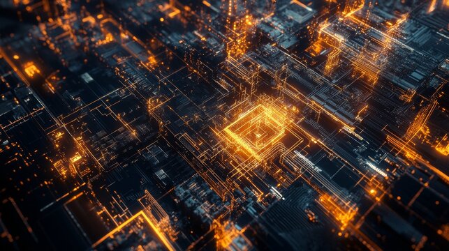 Quantum computing CPU banner showcasing large-scale data processing and chip technology.