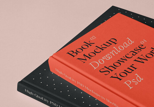 Two Hardcover Books Mockup