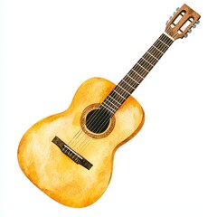 Fototapeta premium Watercolor Acoustic Guitar Clipart Musical Instrument Illustration