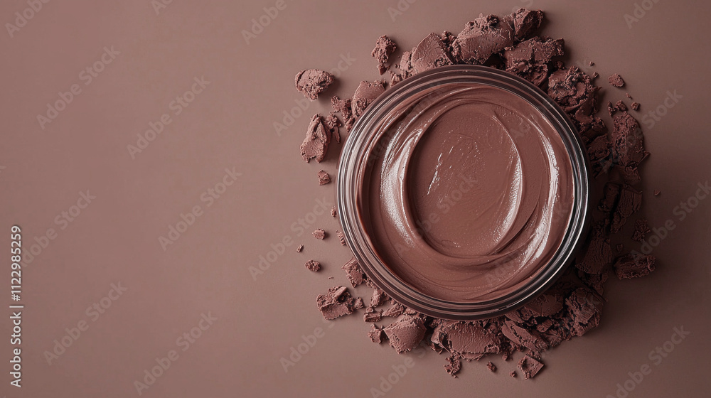 Poster Smooth, creamy chocolate-colored substance rests on a matching surface, creating a seamless blend of color and texture that invites creativity