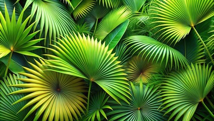 Obraz premium Lush Tropical Paradise Palm Fronds Clipart in 3D Rendering Perfect for Vibrant Designs and Creative Projects Featuring Greenery on a Clean Background for Various Applications