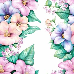 Seamless striped watercolor floral