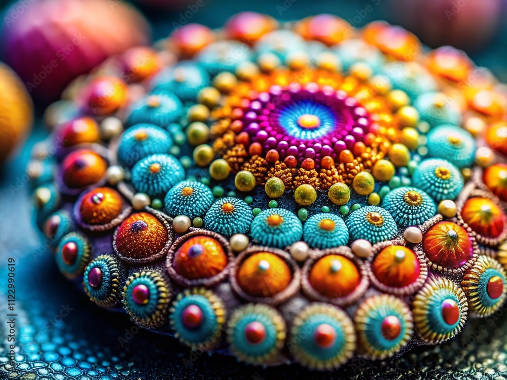 Poster macro photography of textures and objects against a grey studio background, capturing details and su