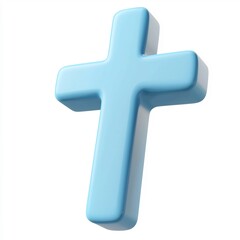 Obraz premium 3D Cartoon-Style Minimal Cross Icon on Isolated White Background
