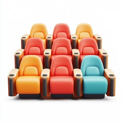 Fototapeta premium 3D Icon of a Cartoon-Style Cinema Hall with Minimal Seating Arrangement