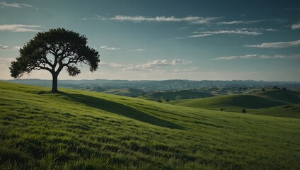 beautiful view of trees and wide meadows made by AI generative