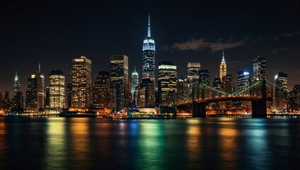 Naklejka premium beautiful city view at night made by AI generative