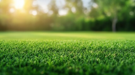 Fototapeta premium Sunlit green grass outdoor nature close-up view tranquil environment serenity